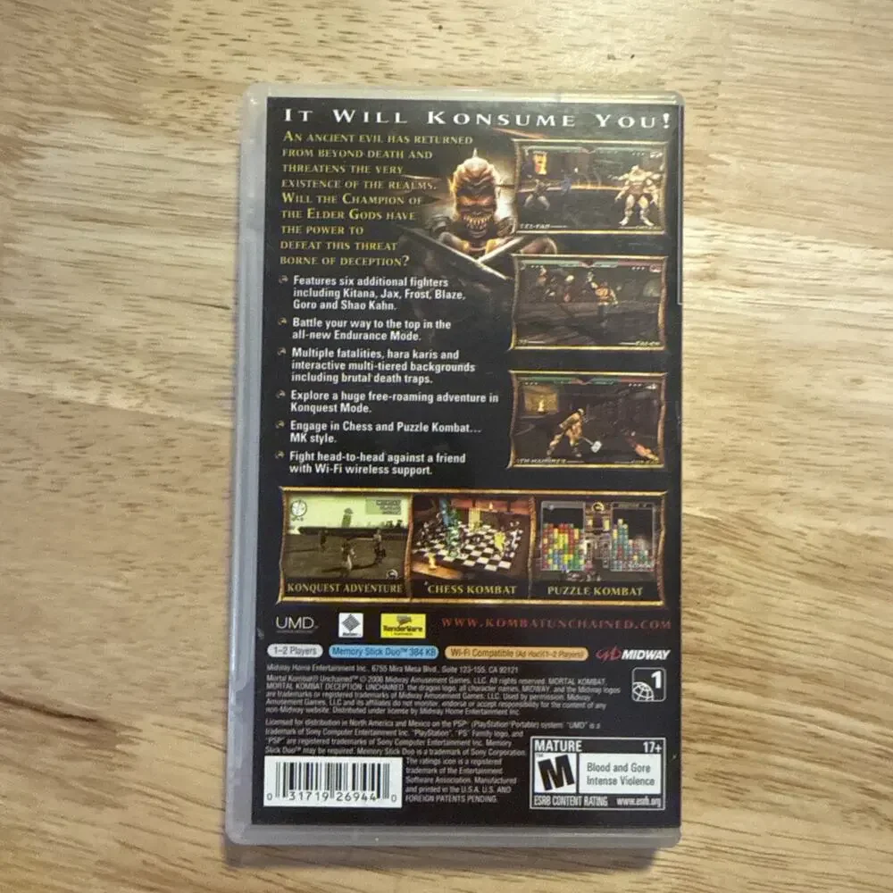 PSP Mortal Kombat Unchained Game